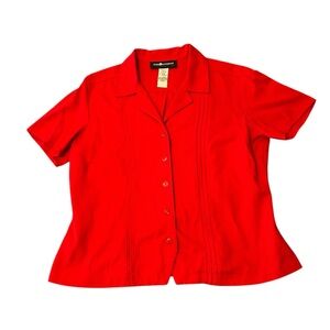 Vintage Red Sag Harbor Short Sleeve Button Down Blouse Petite